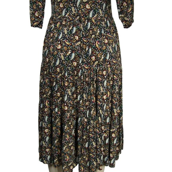ZARA Button Front XS Paisley Floral Gypsy Boho Whimsigoth Witchy Midi Dress - Picture 8 of 10